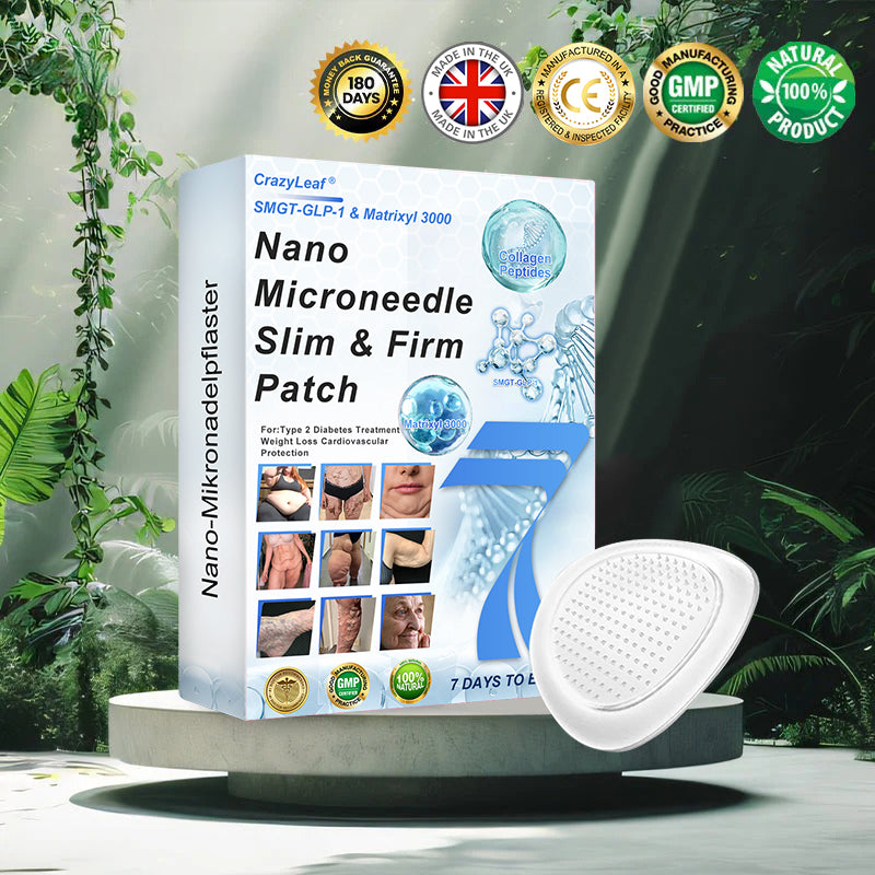 CrazyLeaf® 💙 Nano Microneedle Patch with SMGT-GLP-1, Matrixyl 3000, Botox & Collagen Peptides – Targets: Obesity, Skin Firmness, Cardiovascular Disease, Diabetes, Sleep Apnea, Joint Issues, and More 2