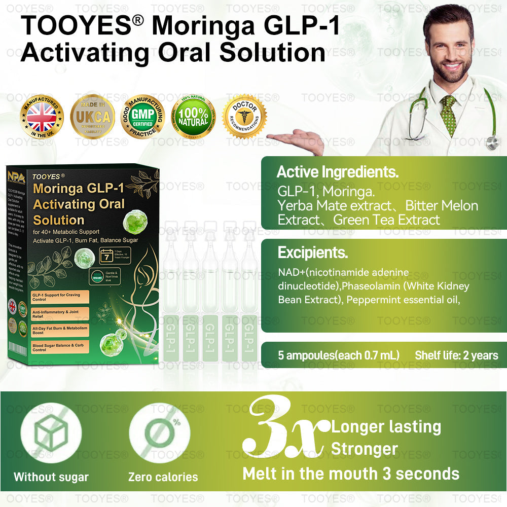 "Last 30 Minutes: Buy One, Get One Free!" TOOYES® Meglutide GLP-1 Activating Oral Solution-Moringa • NAD+ •Yerba Mate-Natural Support for Slimming Anti-Aging & Sugar Metabolism