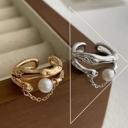 VENTFILLE 925 Sterling Silver Irregular Design Wave Golden Stackable Finger Rings Trendy Adjustable For Women Gifts Dropshipping