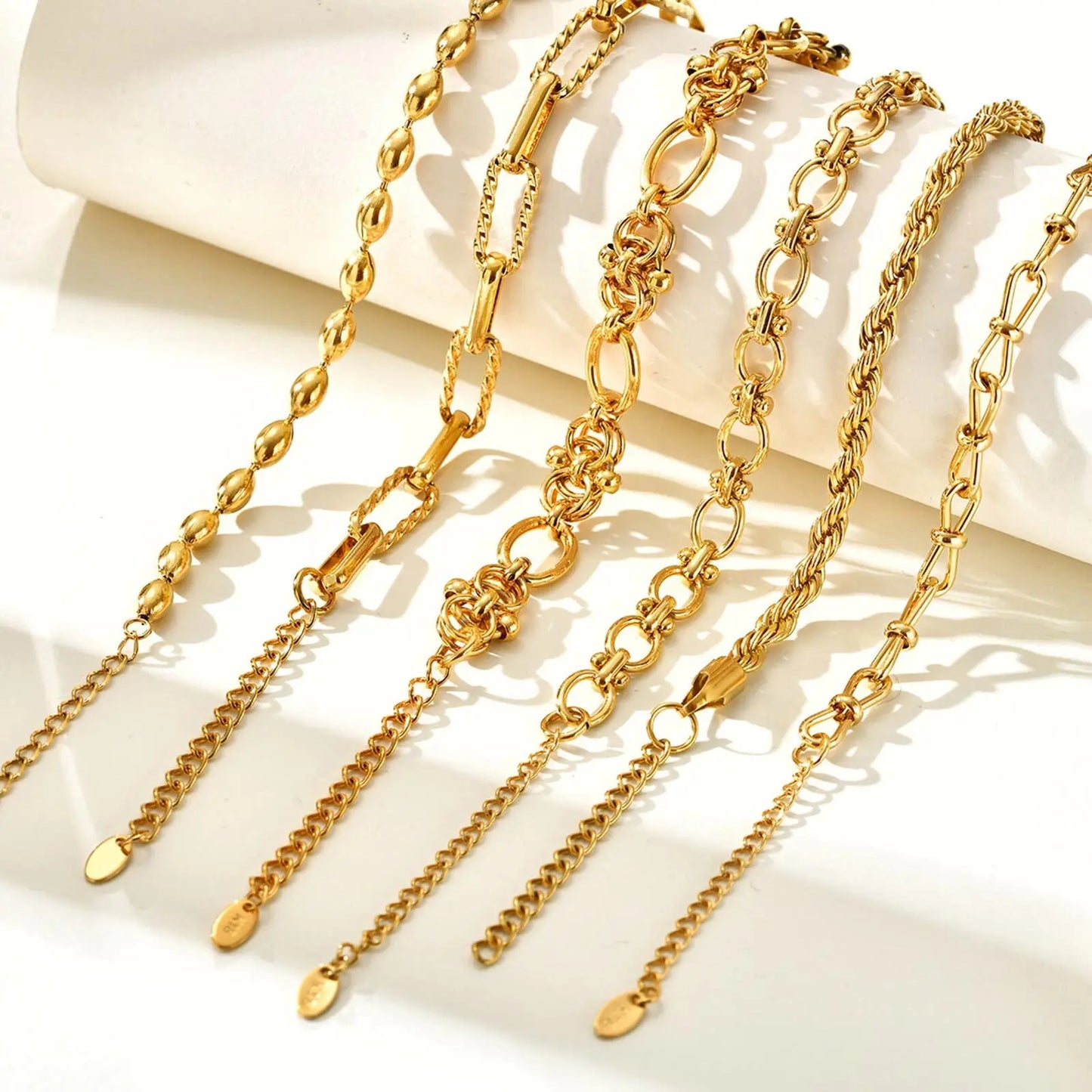 Chunky Stainless Steel Link Chain Bracelet For Woman, Gold Plated Layering Bracelets Wristband Waterproof Jewelry