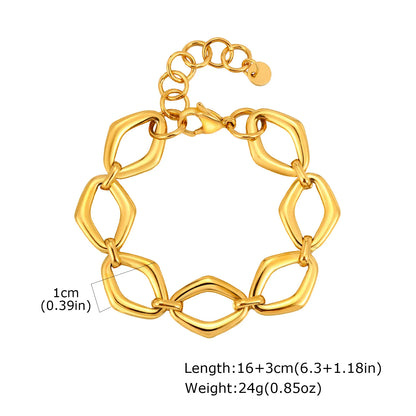 Chunky Stainless Steel Link Chain Bracelet For Woman, Gold Plated Layering Bracelets Wristband Waterproof Jewelry
