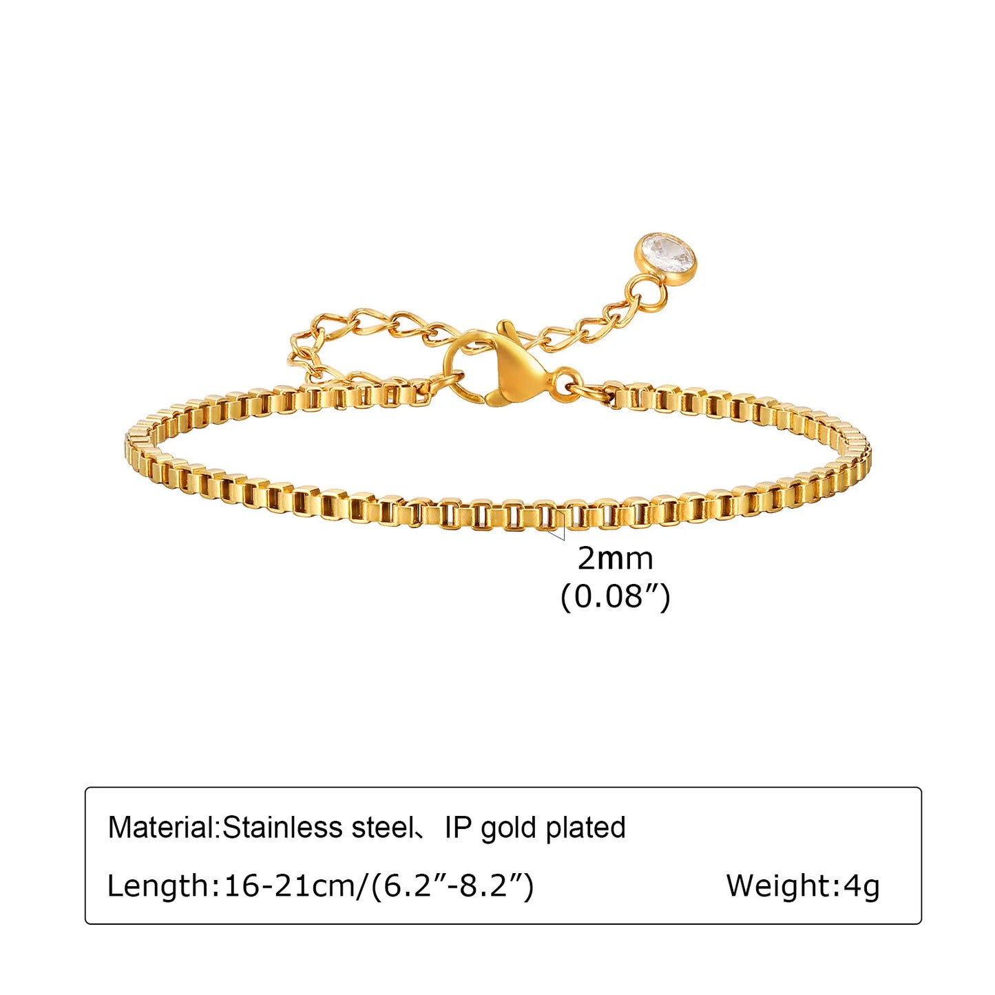 Non Tarnish Stainless Steel Bracelet Stackable for Women, Thin Herribone Chain Bracelet Waterproof Gold Plated Jewelry