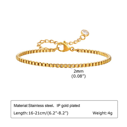 Non Tarnish Stainless Steel Bracelet Stackable for Women, Thin Herribone Chain Bracelet Waterproof Gold Plated Jewelry