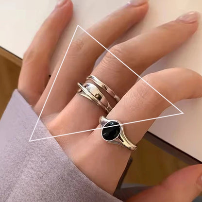 VENTFILLE 925 Sterling Silver Irregular Design Wave Golden Stackable Finger Rings Trendy Adjustable For Women Gifts Dropshipping