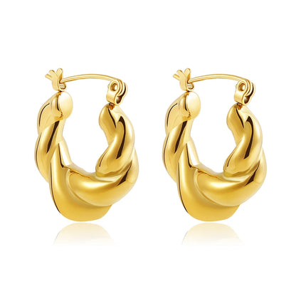 Fashion CZ Zircon Round Huggie Hoop Earrings for Women Geometric U Shape Ear Buckle Hoops Gold Plated Stainless Steel Jewelry