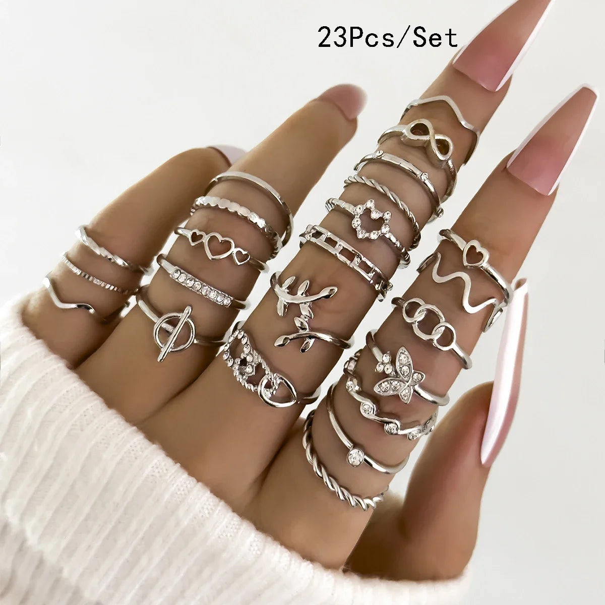 30Pcs Bohemian Geometric Knuckle Rings Set For Women Gold Silver Color Finger Ring Girls Fashion Party Jewelry Accessories