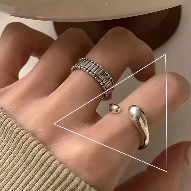 VENTFILLE 925 Sterling Silver Irregular Design Wave Golden Stackable Finger Rings Trendy Adjustable For Women Gifts Dropshipping