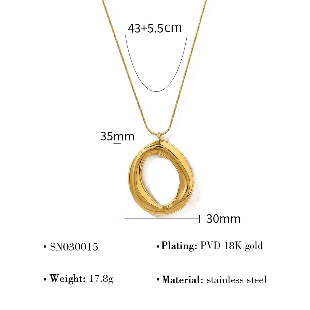 WILD & FREE Stainless Steel Irregular Pendant Necklace for Women Snake Bone Chains Trendy 18K Gold Plated Jewelry